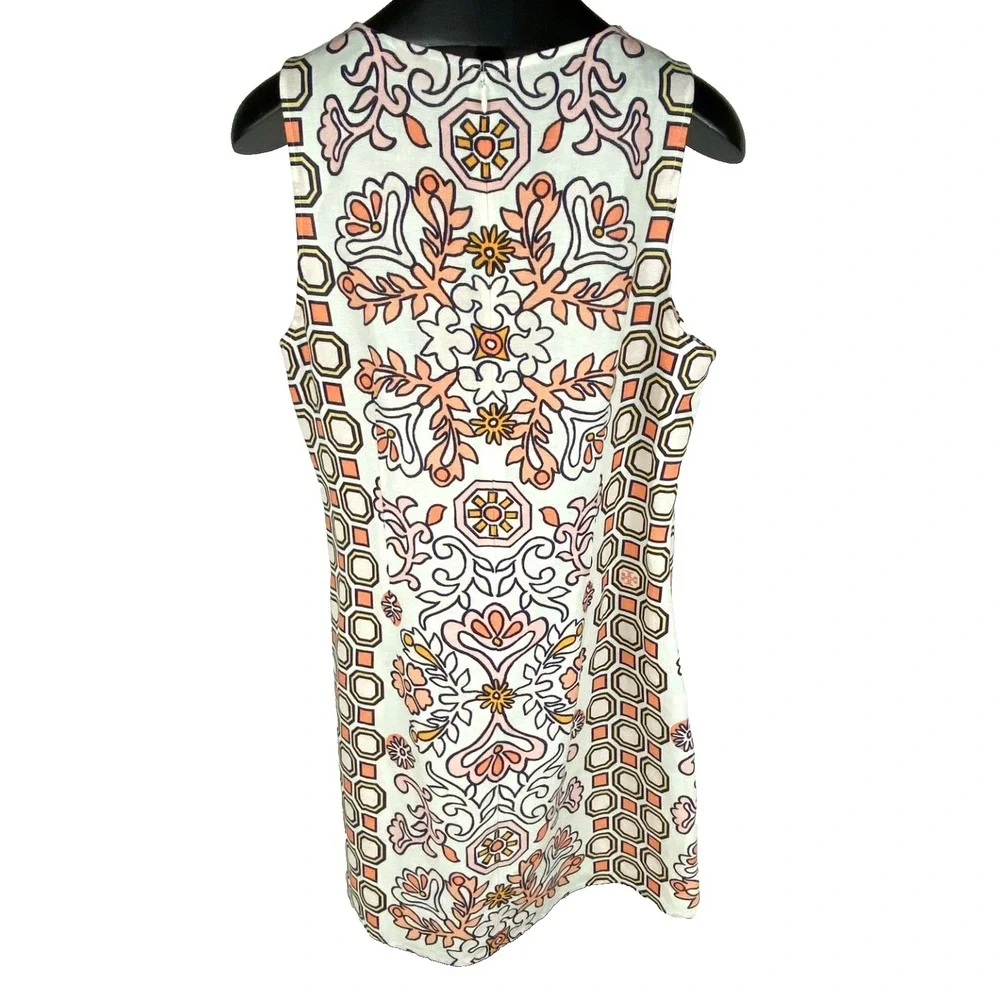 New Tory Burch Hicks Garden Party Mini Dress Womens M Linen Blend Cover Up Shift
